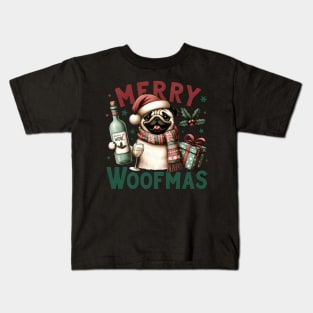 Merry Woofmas Pug Design for Xmas Kids T-Shirt